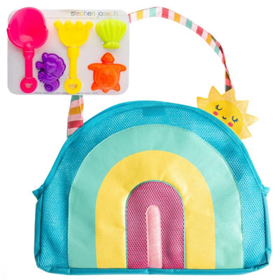 Stephen Joseph - Beach Totes With Sand Toy Play Set Rainbow Image 1