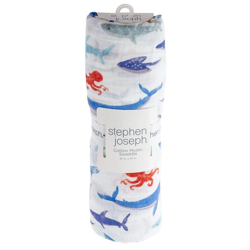 Stephen Joseph Shark Muslin Baby Blankets Image 1