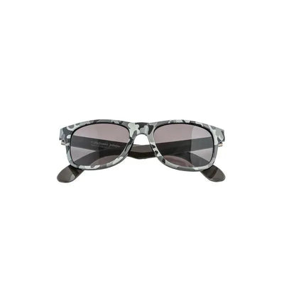 Sunglasses from Stephen Joseph featuring a pirate camo design with gray and black patterns.