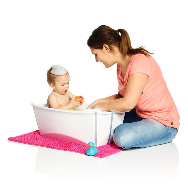 Stokke Flexi Bath Bundle Folding Baby Bathtub with Newborn Support - White/Aqua Image 5