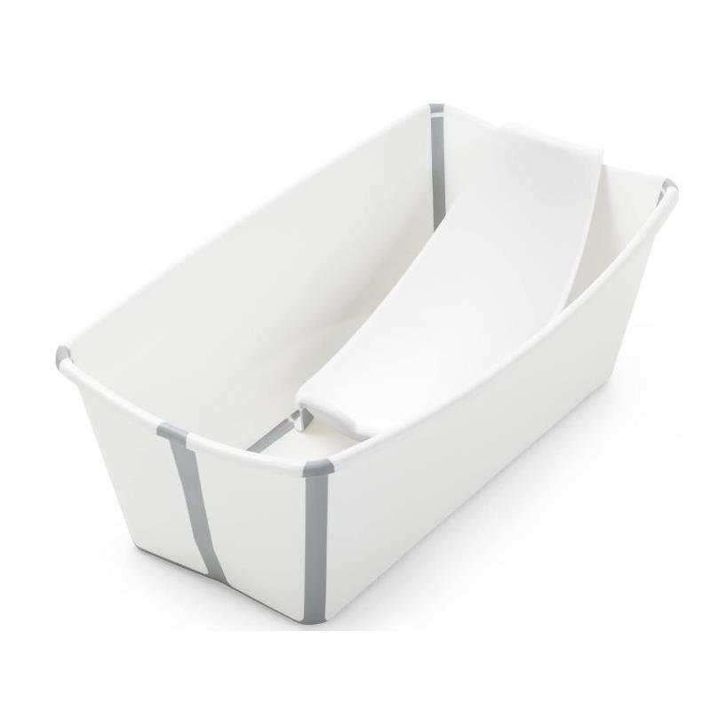 Stokke - Flexi Bath Bundle Folding Baby Bathtub with Newborn Support, White/Grey Image 1