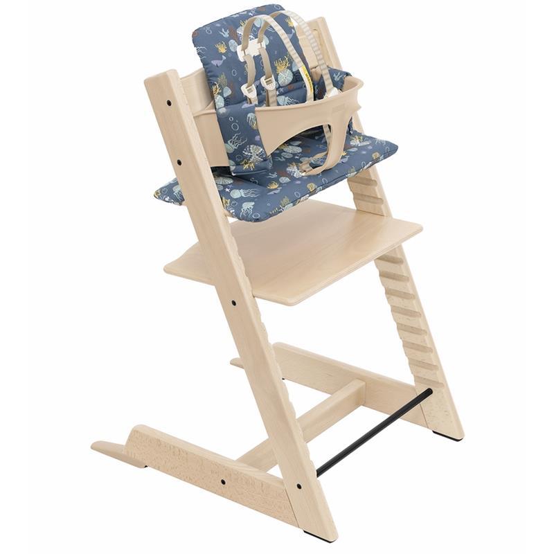 Stokke - Tripp Trapp High Chair and Cushion with Tray, Natural/Into the Deep Image 4