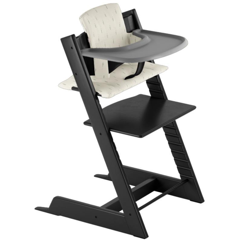 Stokke Tripp Trapp® High Chair Bundle - Black | Wheat Cream Cushion | Storm Grey Tray Image 1