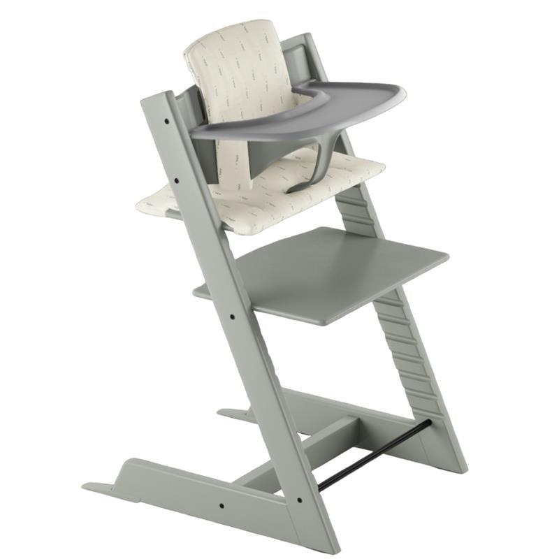 Stokke Tripp Trapp® High Chair Bundle - Gracier Green | Wheat Cream Cushion | Storm Grey Tray Image 1