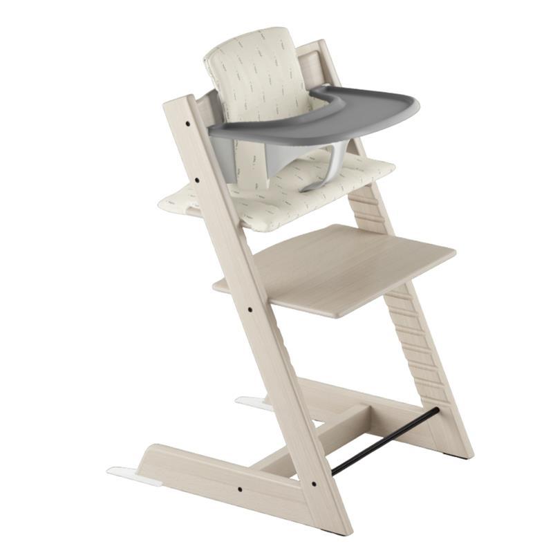 Stokke Tripp Trapp® High Chair Bundle - Oak Natural | Wheat Cream Cushion | Stormy Grey Tray Image 1