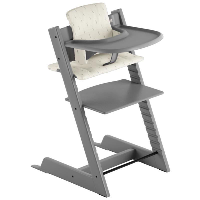 Stokke Tripp Trapp® High Chair Bundle - Storm Grey | Wheat Cream Cushion | Storm Grey Tray Image 1