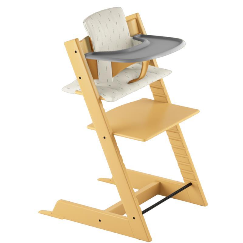Stokke Tripp Trapp® High Chair Bundle - Sunflower Yellow | Wheat Cream Cushion | Storm Grey Tray Image 1