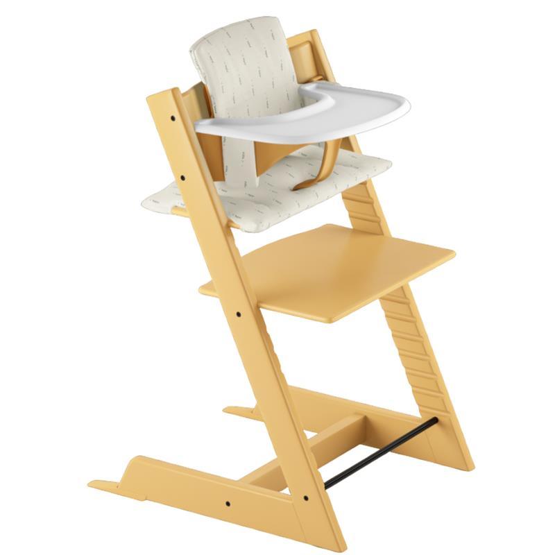 Stokke Tripp Trapp® High Chair Bundle - Sunflower Yellow | Wheat Cream Cushion | White Tray Image 1