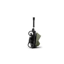 Stokke Yoyo³ stroller in black frame with olive bundle leg rest, shown in a folded position.