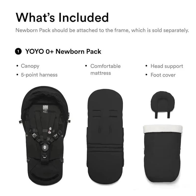 Stokke - Yoyo³ Stroller Bundle, Black And White Frame | Black 6+ Color Pack | Black Newborn Pack Image 6