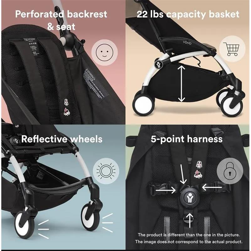 Stokke - Yoyo³ Stroller Bundle, Black And White Frame & Ginger 6+ Color Pack Image 3