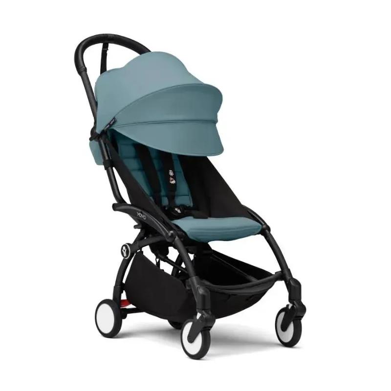 Stokke - Yoyo³ Stroller Bundle, Black Frame | Aqua 6+ Color Pack | Aqua Newborn Pack Image 4