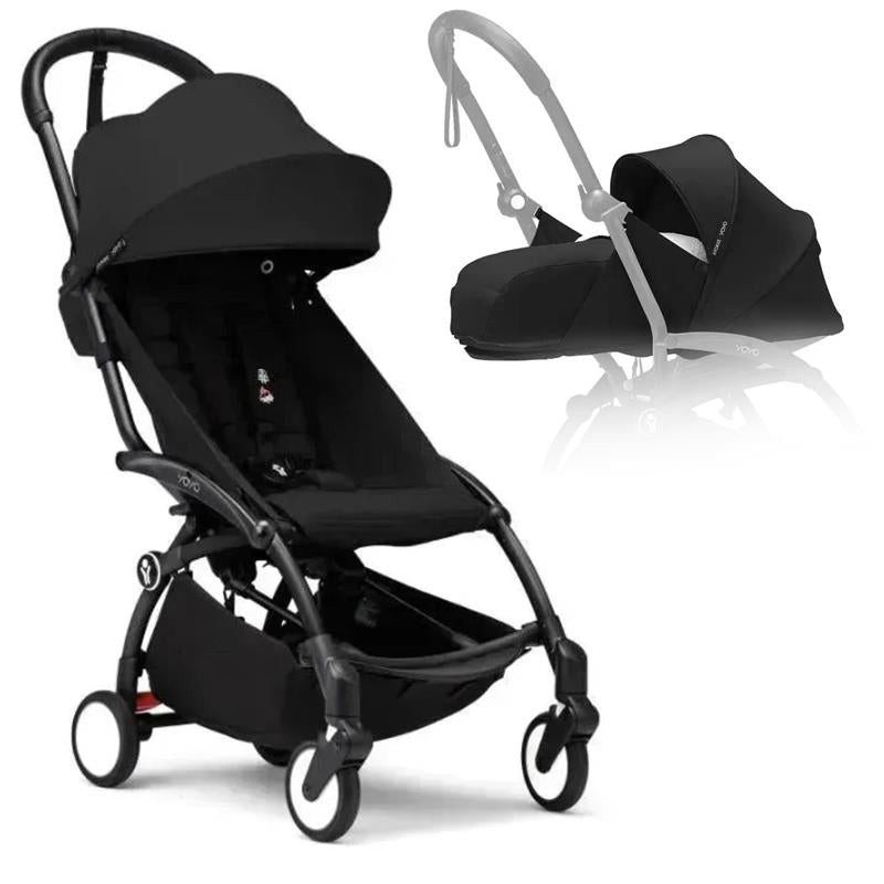 Stokke - Yoyo³ Stroller Bundle, Black Frame | Black 6+ Color Pack | Black Newborn Pack Image 1