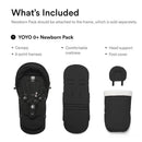 Stokke - Yoyo³ Stroller Bundle, Black Frame | Black 6+ Color Pack | Black Newborn Pack Image 6