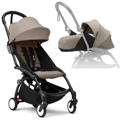 Stokke - Yoyo³ Stroller Bundle, Black Frame | Taupe 6+ Color Pack