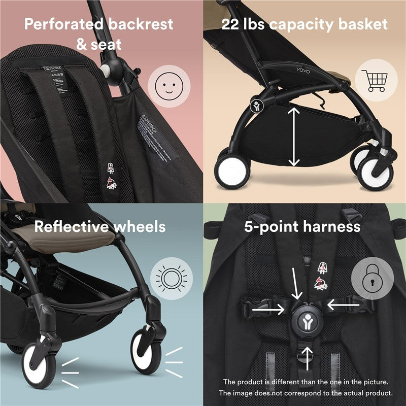 Stokke YOYO3 Frame, Black - Textile Set Not Included - Comes with 5-Point Harness, Multi-Position Reclining Backrest, Canopy Extensions, Padded Sho Image 6