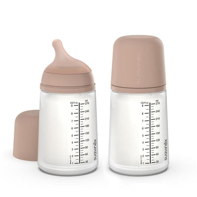 Suavinex 2Pk Zero Zero Anti Colic Baby Bottle, 9 oz/270Ml, Medium Tone, Medium Flow Nipple Image 1