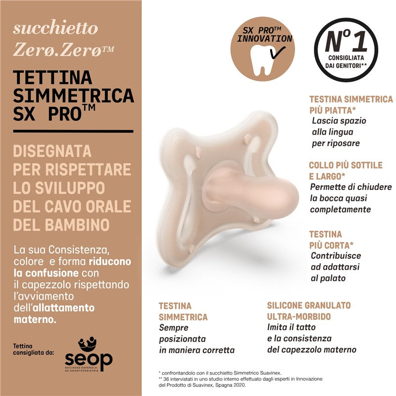 Suavinex 2Pk Zero Zero Silicone Baby Pacifier with SX Pro Physiological Pacifier Nipple, Medium Image 4