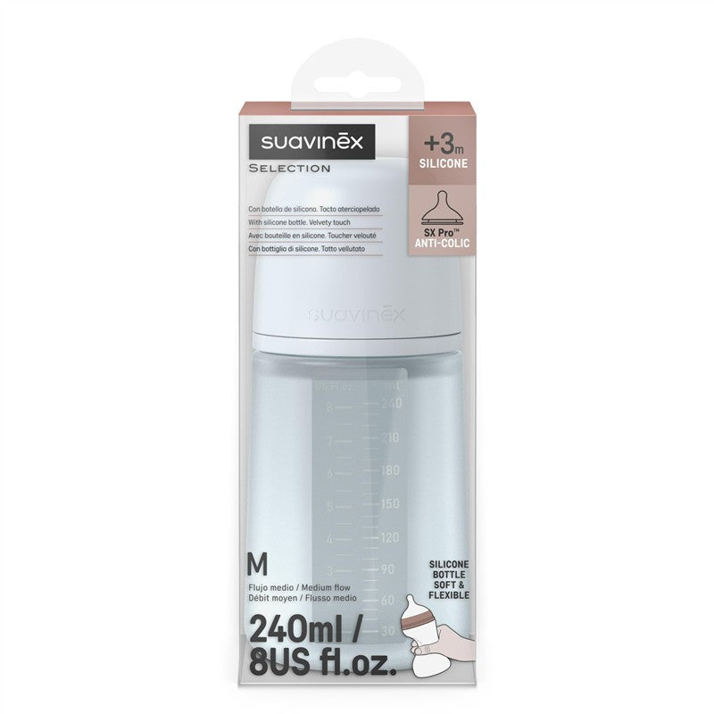 Suavinex Color Essence SX Pro™ Silicone Bottle 8 oz - Light Blue Image 3