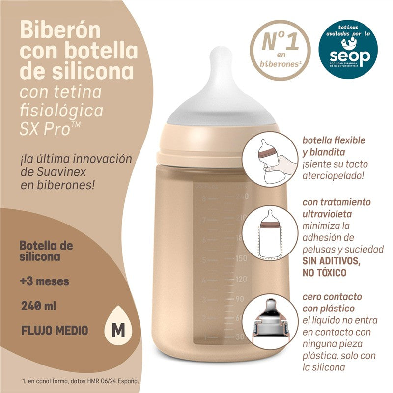 Suavinex Color Essence SX Pro™ Silicone Bottle 8 oz - Light Blue Image 4