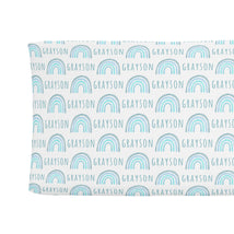 Sugar + Maple Personalized Changing Pad Cover | Rainbow Blue - MacroBaby