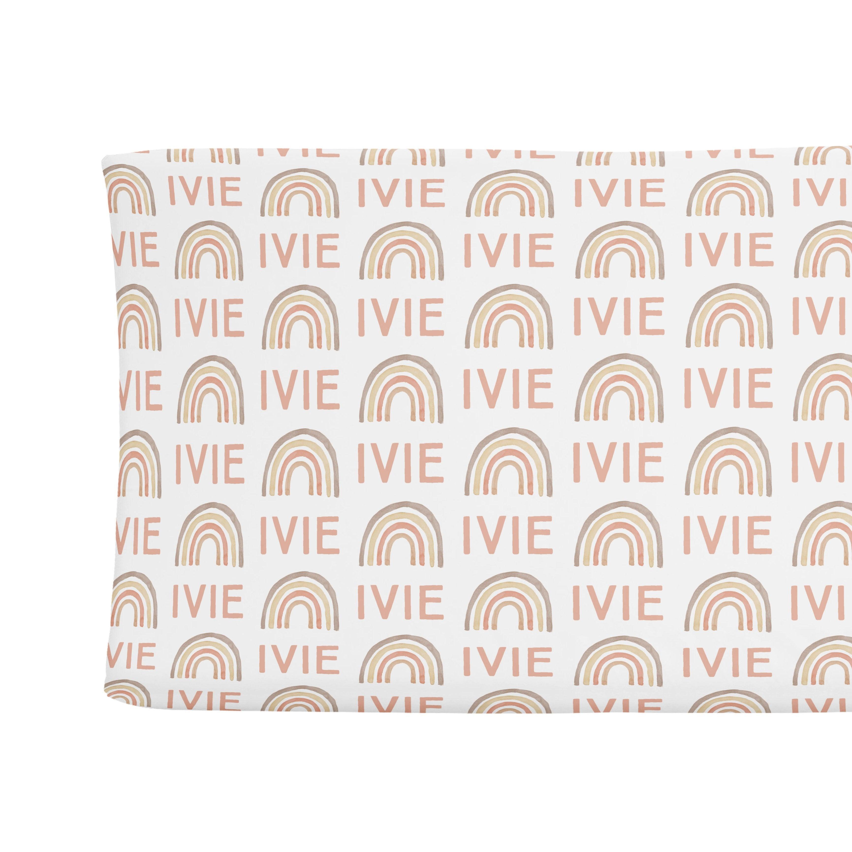 Sugar + Maple Personalized Changing Pad Cover | Rainbow Neutral - MacroBaby