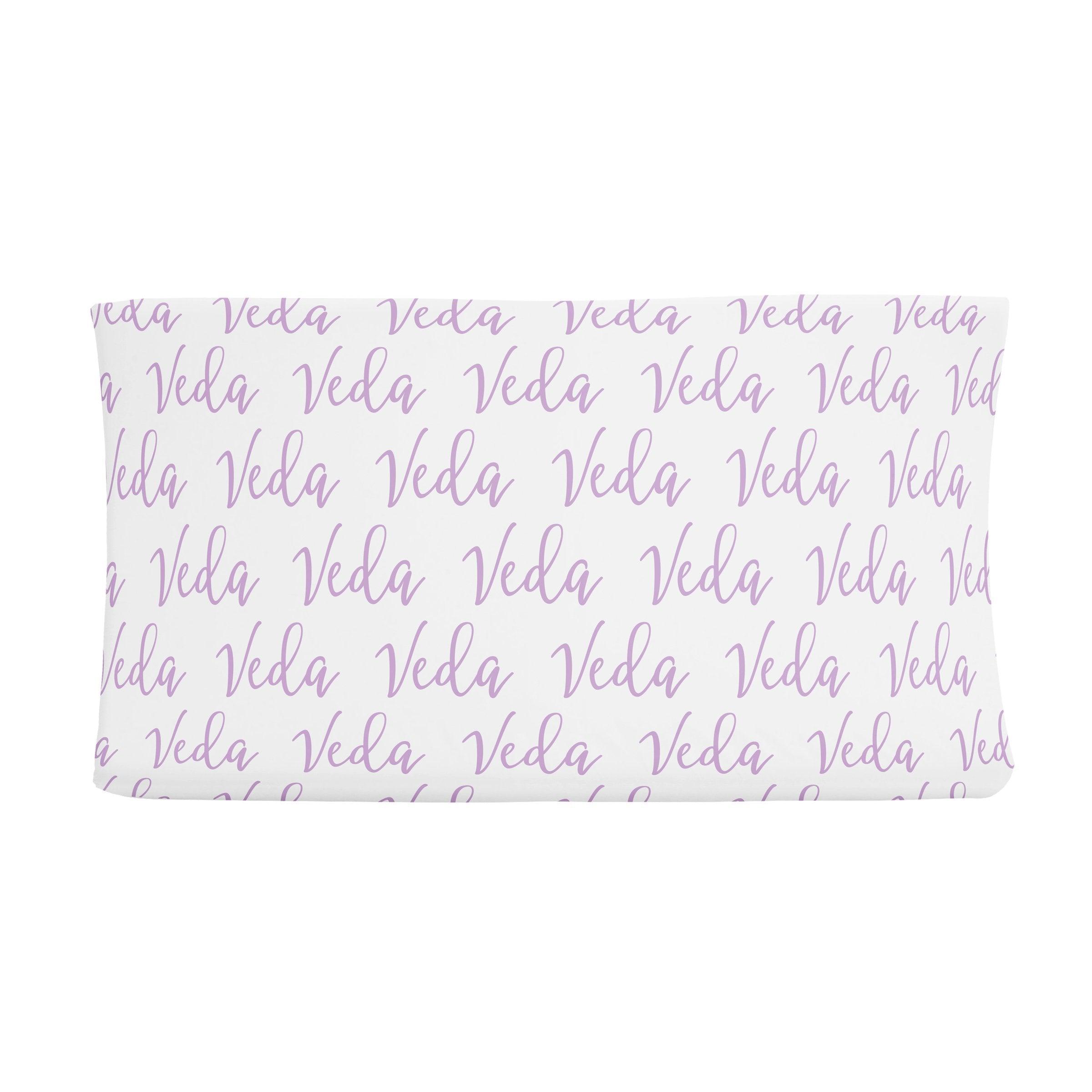 Sugar + Maple Personalized Changing Pad Cover | Repeating Name - MacroBaby
