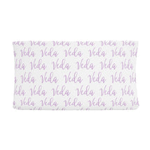 Sugar + Maple Personalized Changing Pad Cover | Repeating Name - MacroBaby