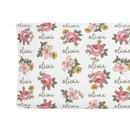 Sugar + Maple Personalized Changing Pad Cover | Retro Rose - MacroBaby