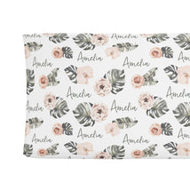 Sugar + Maple Personalized Changing Pad Cover | Tropical Boho Floral - MacroBaby