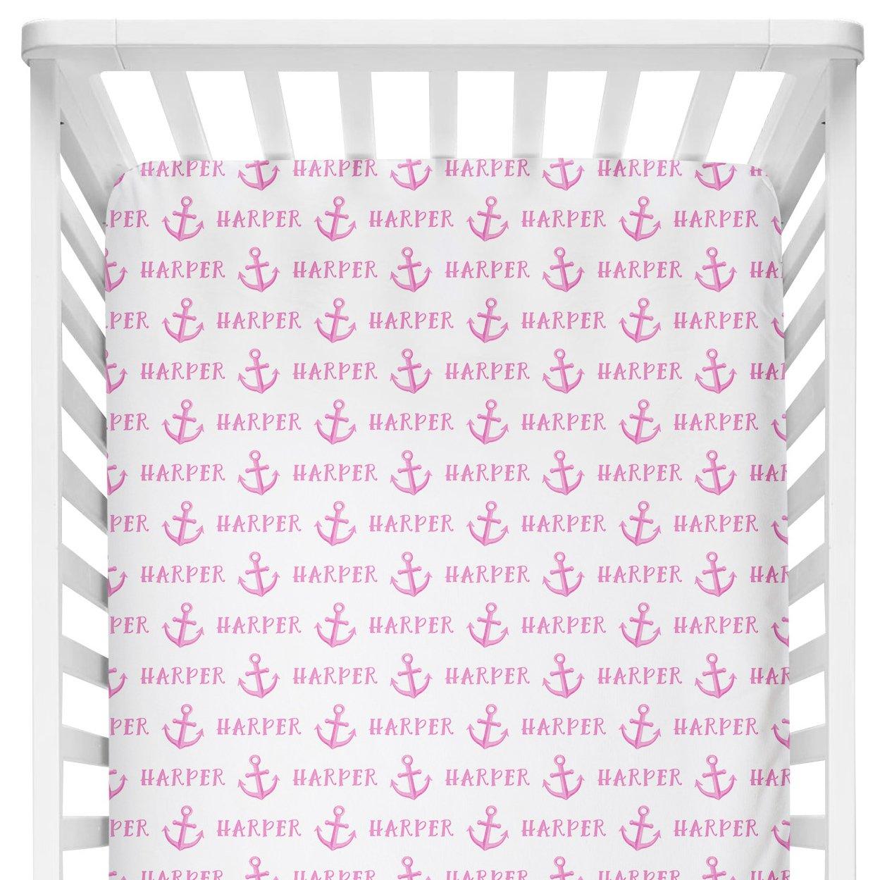 Sugar + Maple Personalized Crib Sheet | Anchor Pink - MacroBaby