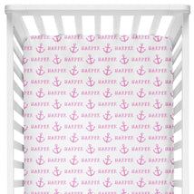 Sugar + Maple Personalized Crib Sheet | Anchor Pink - MacroBaby