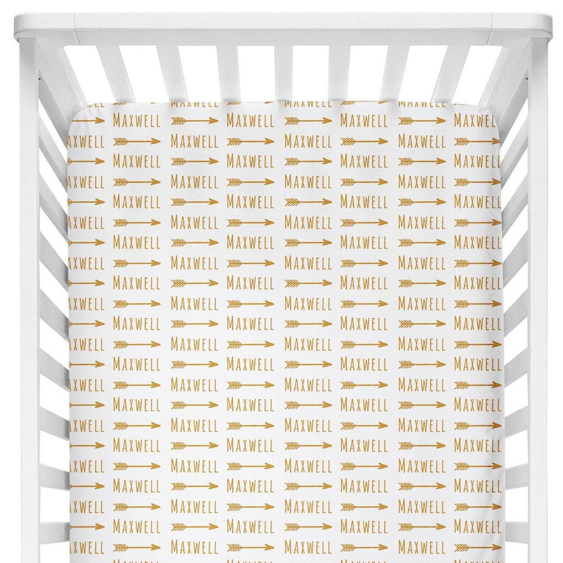 Sugar + Maple Personalized Crib Sheet | Arrow - MacroBaby