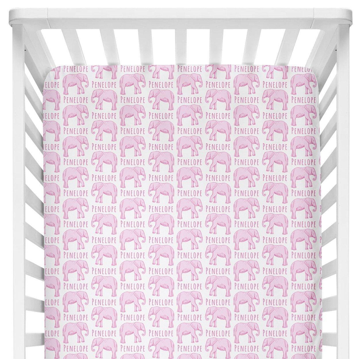 Sugar + Maple Personalized Crib Sheet | Elephant Pink - MacroBaby