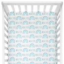 Sugar + Maple Personalized Crib Sheet | Rainbow Blue - MacroBaby