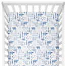 Sugar + Maple Personalized Crib Sheet | Woodland Blue - MacroBaby