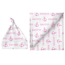 Sugar + Maple Personalized Large Blanket & Hat Set | Anchor Pink - MacroBaby