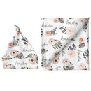 Sugar + Maple Personalized Large Blanket & Hat Set | Tropical Floral - MacroBaby