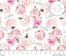 Sugar + Maple Personalized Plush Minky Fleece Personalized Blanket | Peach Peony Blooms - MacroBaby