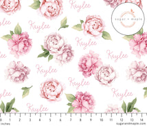 Sugar + Maple Personalized Plush Minky Fleece Personalized Blanket | Pink Peonies Blooms - MacroBaby