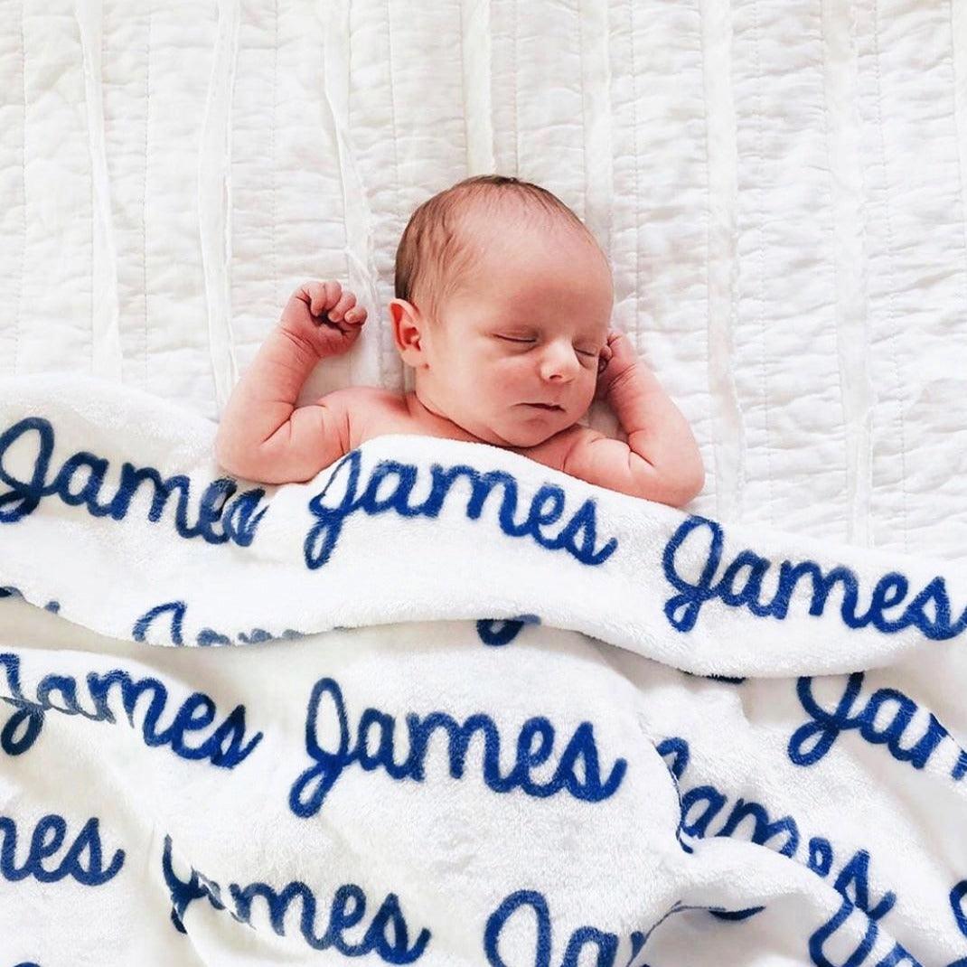 Sugar + Maple Personalized Plush Minky Personalized Blanket | Repeating Name - MacroBaby