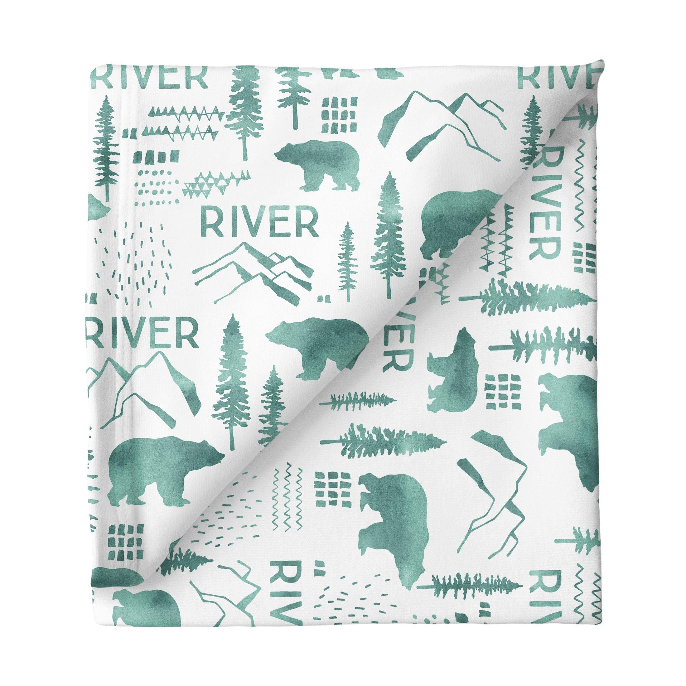 Sugar + Maple Personalized Stretchy Blanket | Woodland Green - MacroBaby