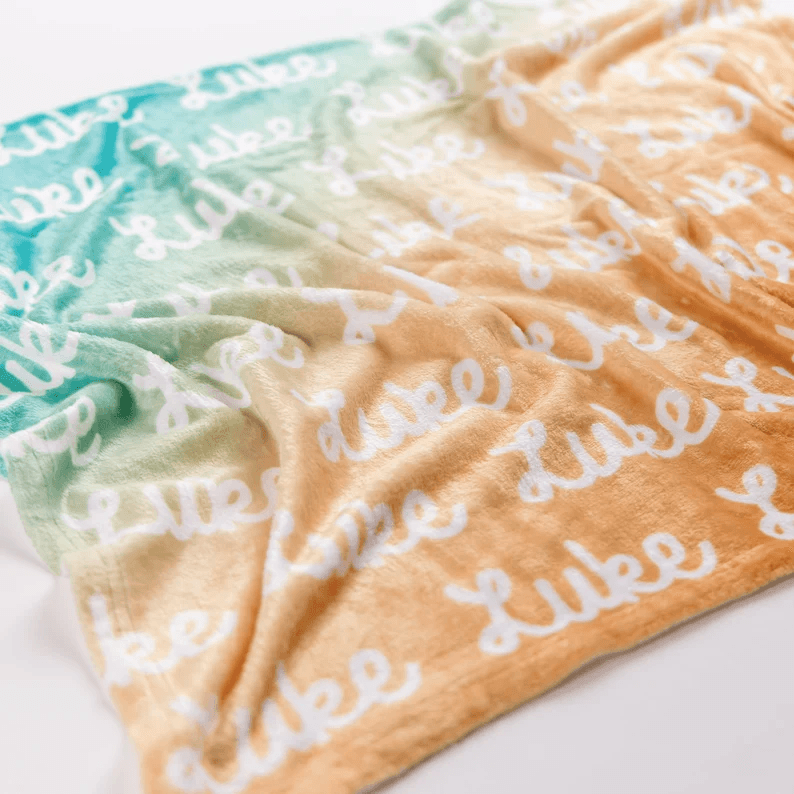 Sugar + Maple Plush Minky Fleece Personalized Blanket | Neutral Ombre - MacroBaby