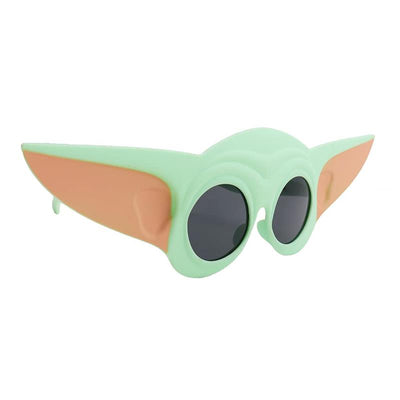 Green sunglasses resembling Grogu from Star Wars, featuring large round lenses and oversized ears.