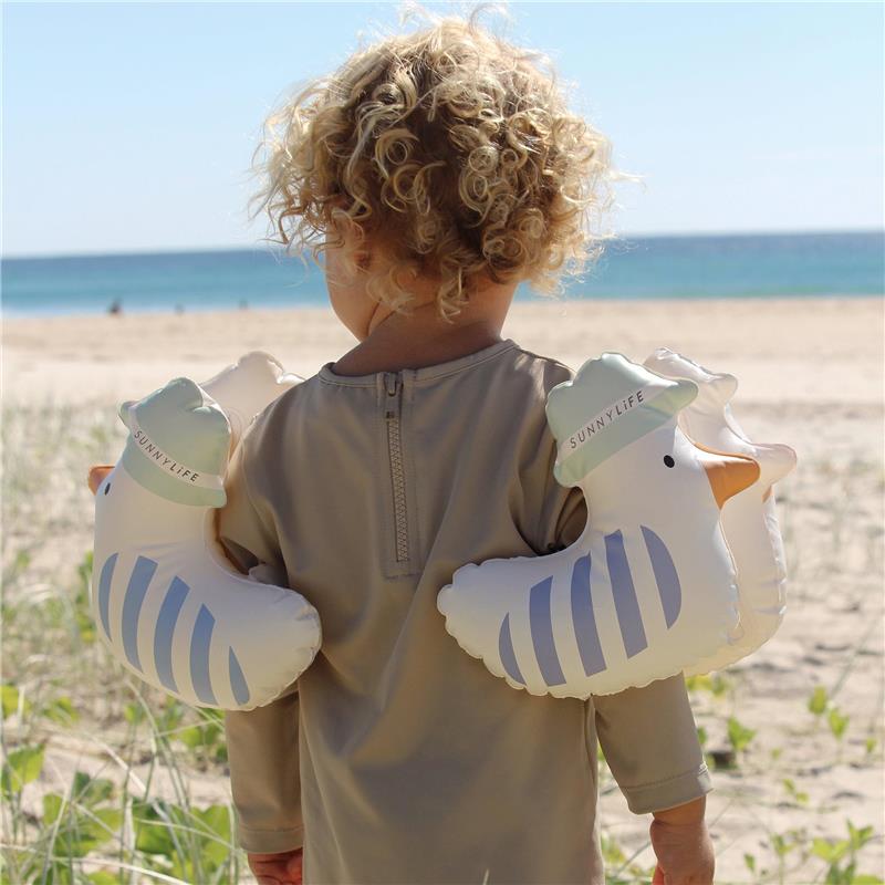 Sunnylife - Kids Inflatable Arm Bands Sid The Seagull Blue Stripe Image 7