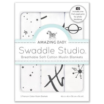 Swaddle Designs - 3Pk Muslin Swaddle Blankets, Love You To The Moon Image 1