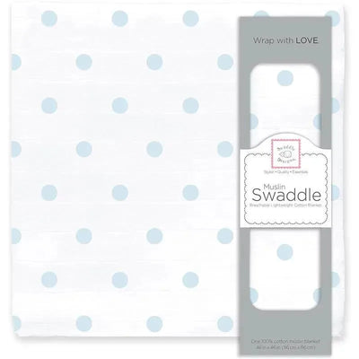 Swaddle Designs - Blue French Dots Muslin Swaddle Blanket Image 1