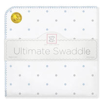 Swaddle Designs - Ultimate Swaddle Blanket, Pastel Blue And Sterling Dots Image 1