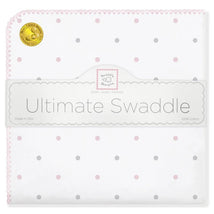 Swaddle Designs - Ultimate Swaddle Blanket, Pastel Pink & Sterling Dots Image 1