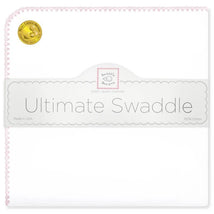 Swaddle Designs - Ultimate Swaddle Blanket, White With Pastel Pink Trim Image 1